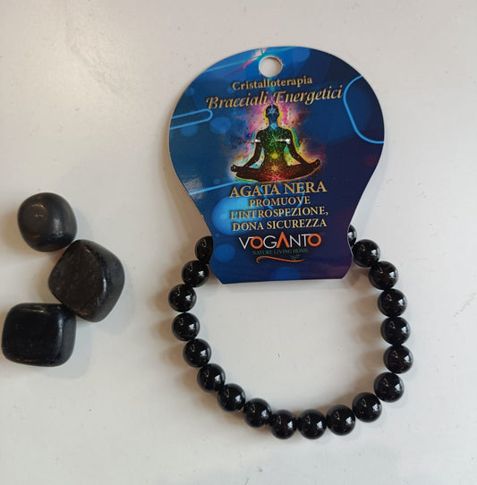 Bracciale energetico per cristalloterapia con Agata Nera