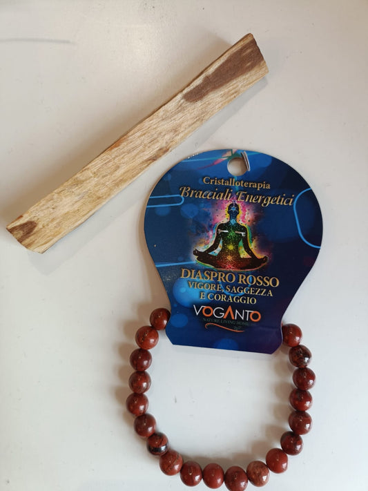 Bracciale energetico per cristalloterapia con Diaspro Rosso