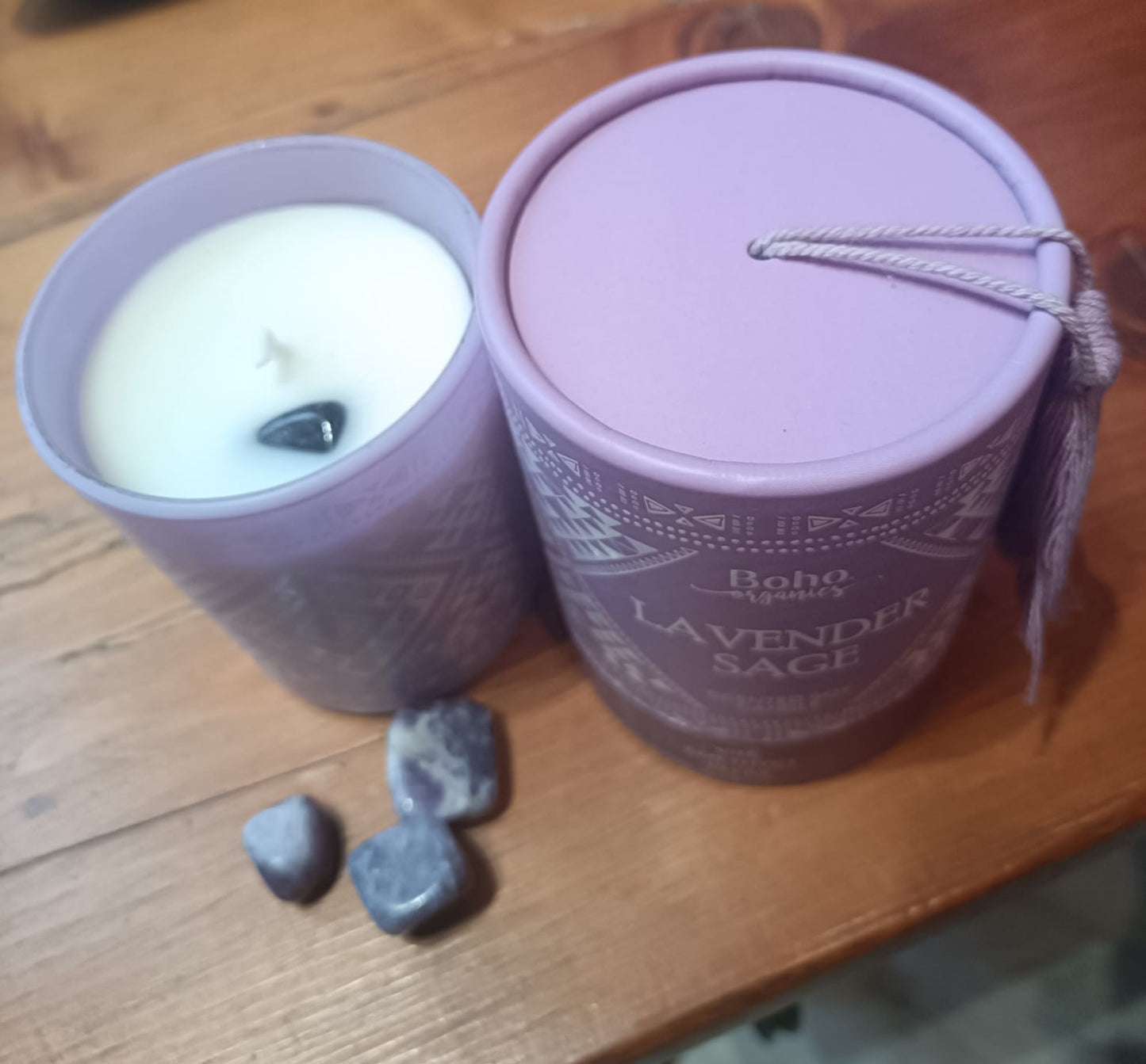 Candele cera di soia con pietra