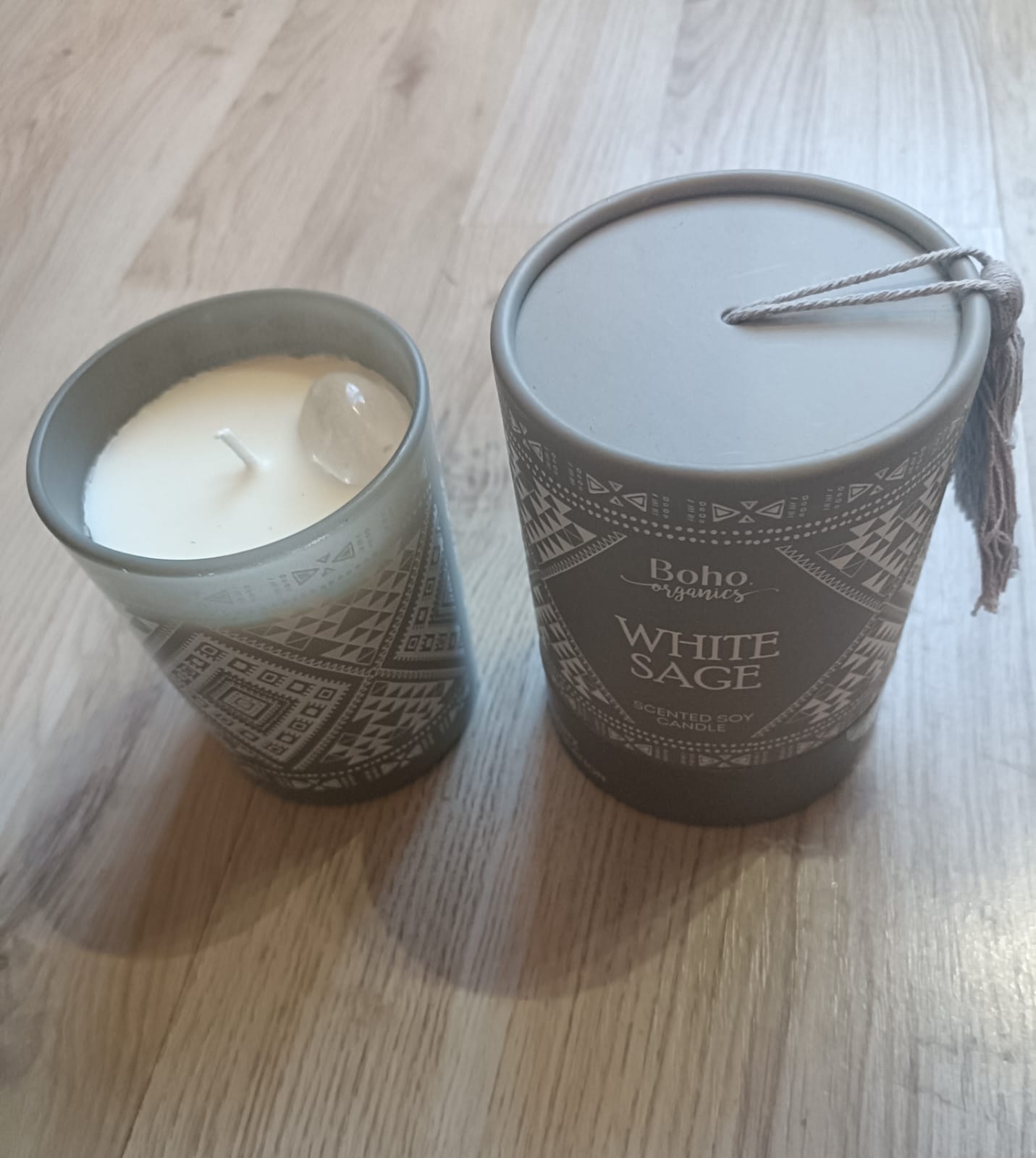 Candele cera di soia con pietra