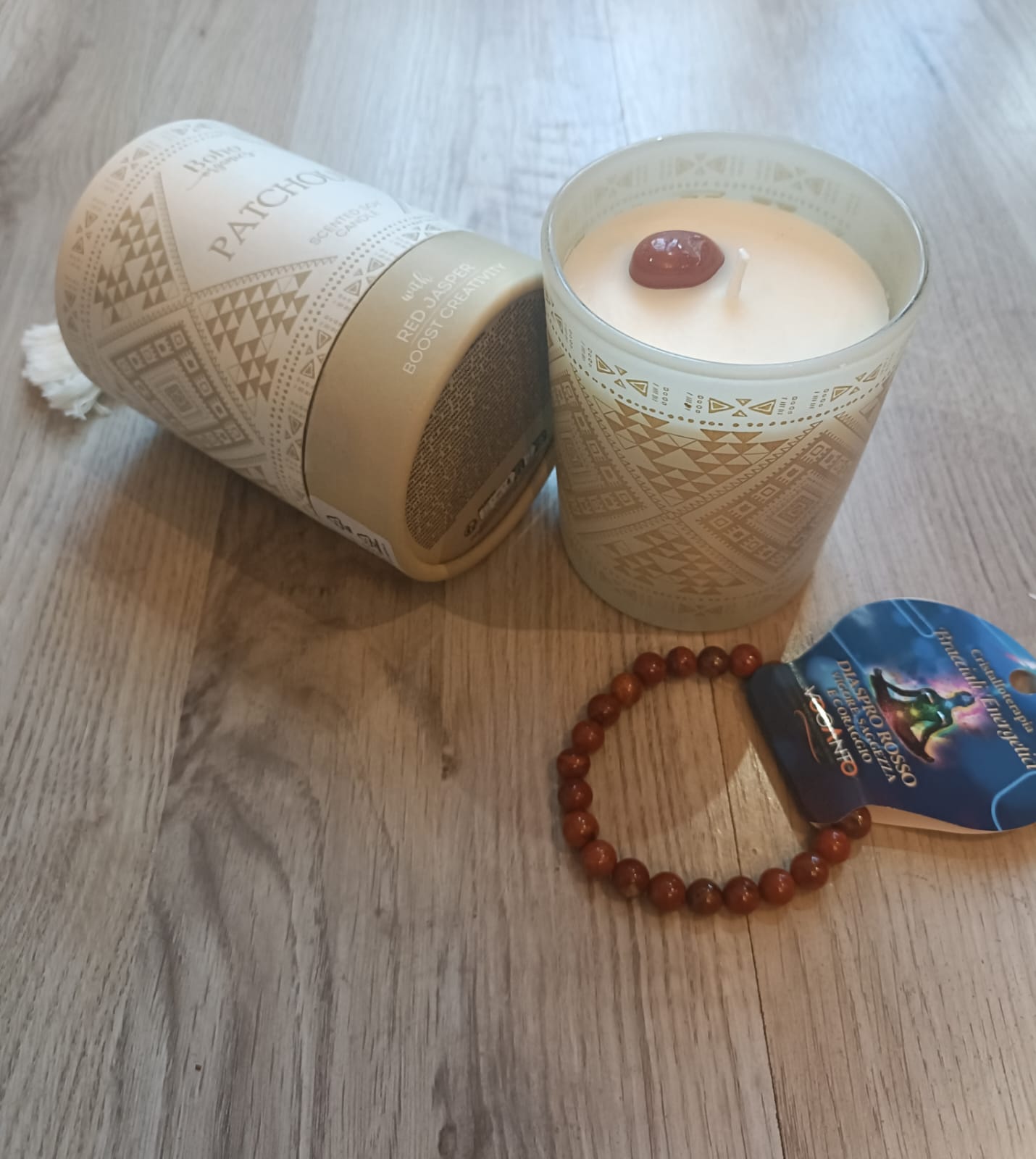Candele cera di soia con pietra
